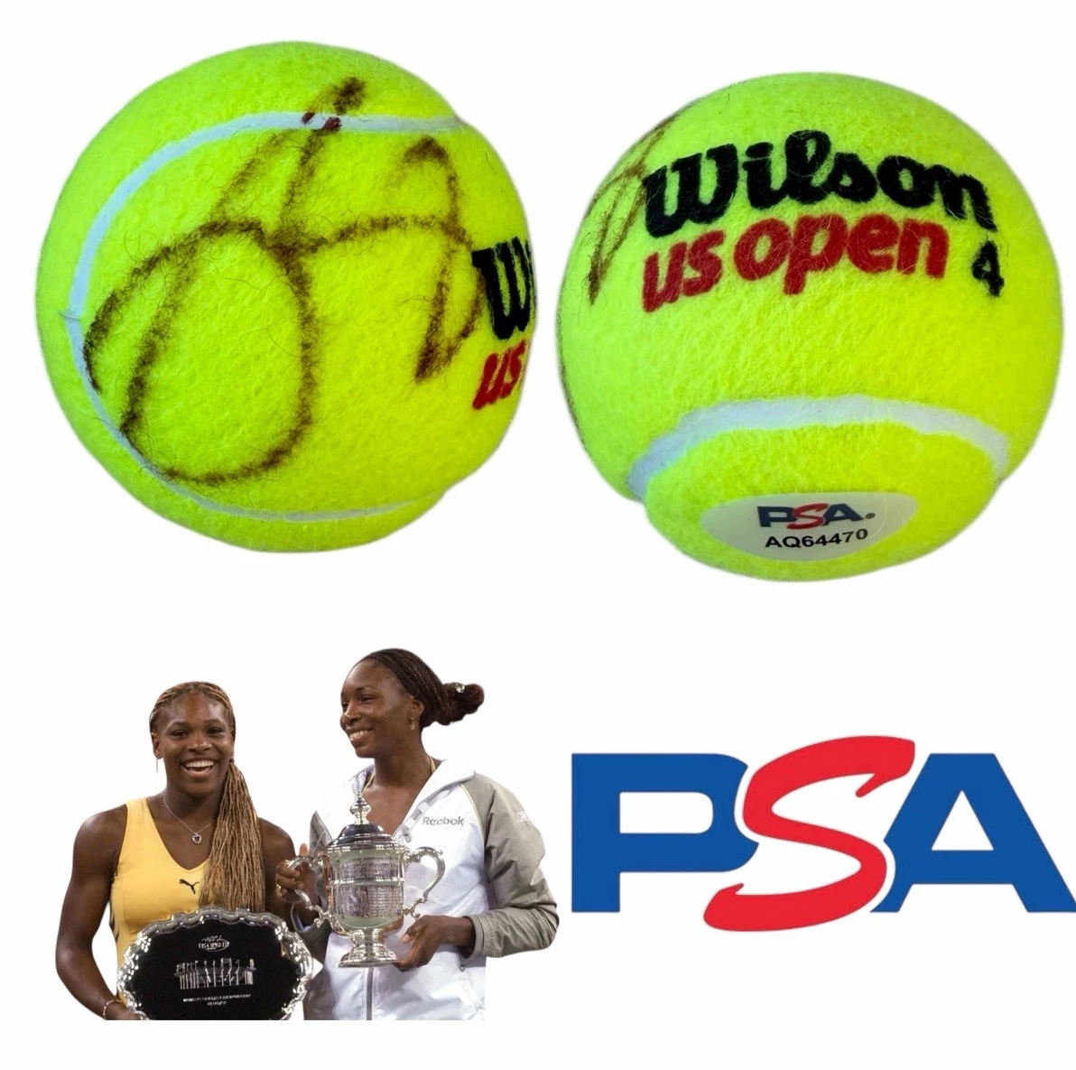 Venus Williams Signed Wilson US Open Tennis Ball PSA/DNA AUTO 2001 Champion WTA