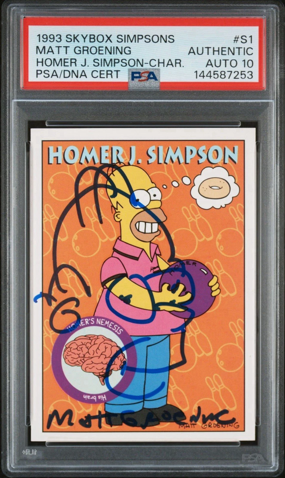 1993 Skybox Simpsons #S1 Matt Groening Signed Homer Simpson Rookie PSA AUTO 10