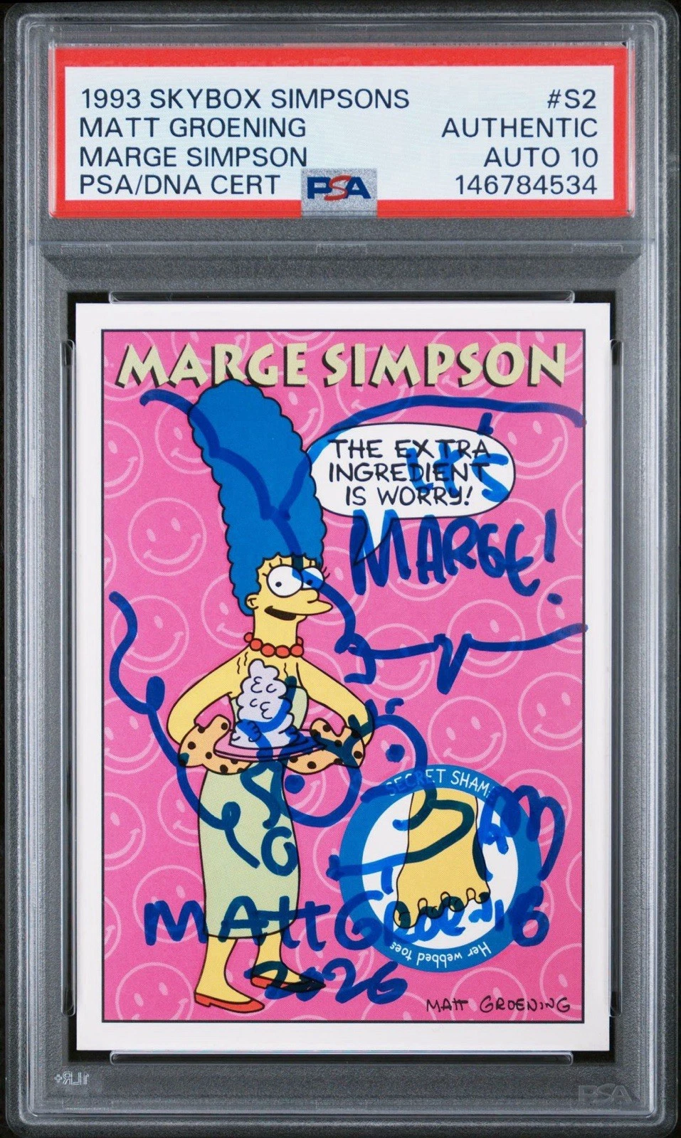 1993 Skybox Simpsons #S2 Matt Groening Signed Marge Simpson Rookie PSA AUTO 10