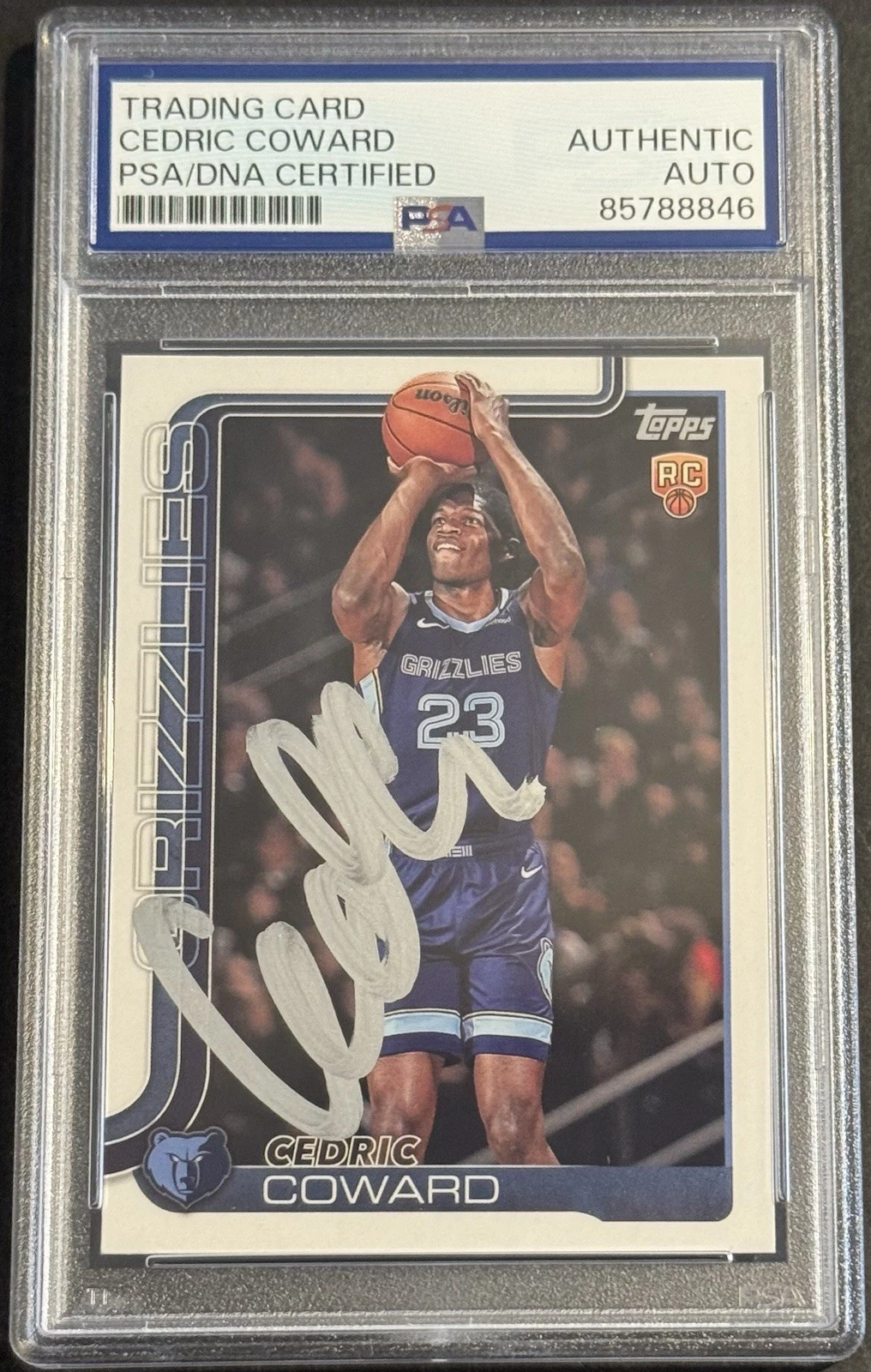 Cedric Coward Signed 2025-26 Topps Rookie Card PSA/DNA Slabbed On Card Memphis
