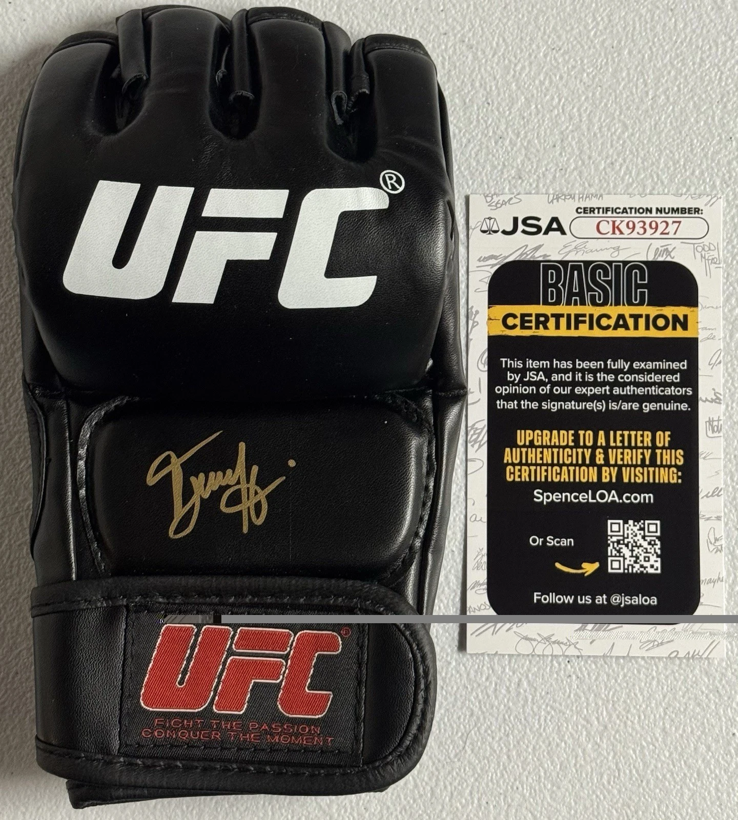 NYAMJARGAL TUMENDEMBEREL Signed Autographed UFC Fight Glove JSA COA