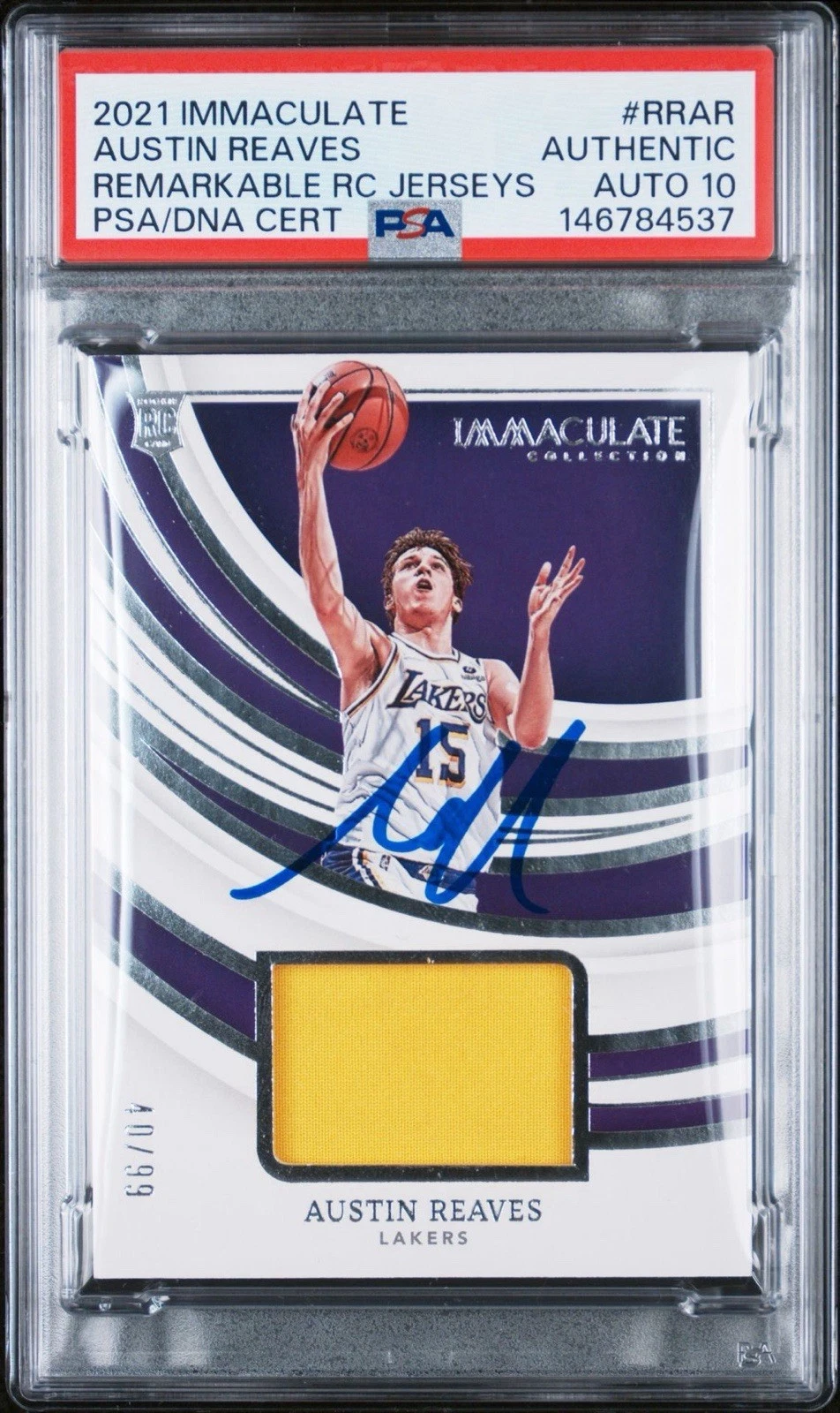 2021 Panini Immaculate Austin Reaves Remarkable Rookie /99 Psa/Dna Auto 10 RC