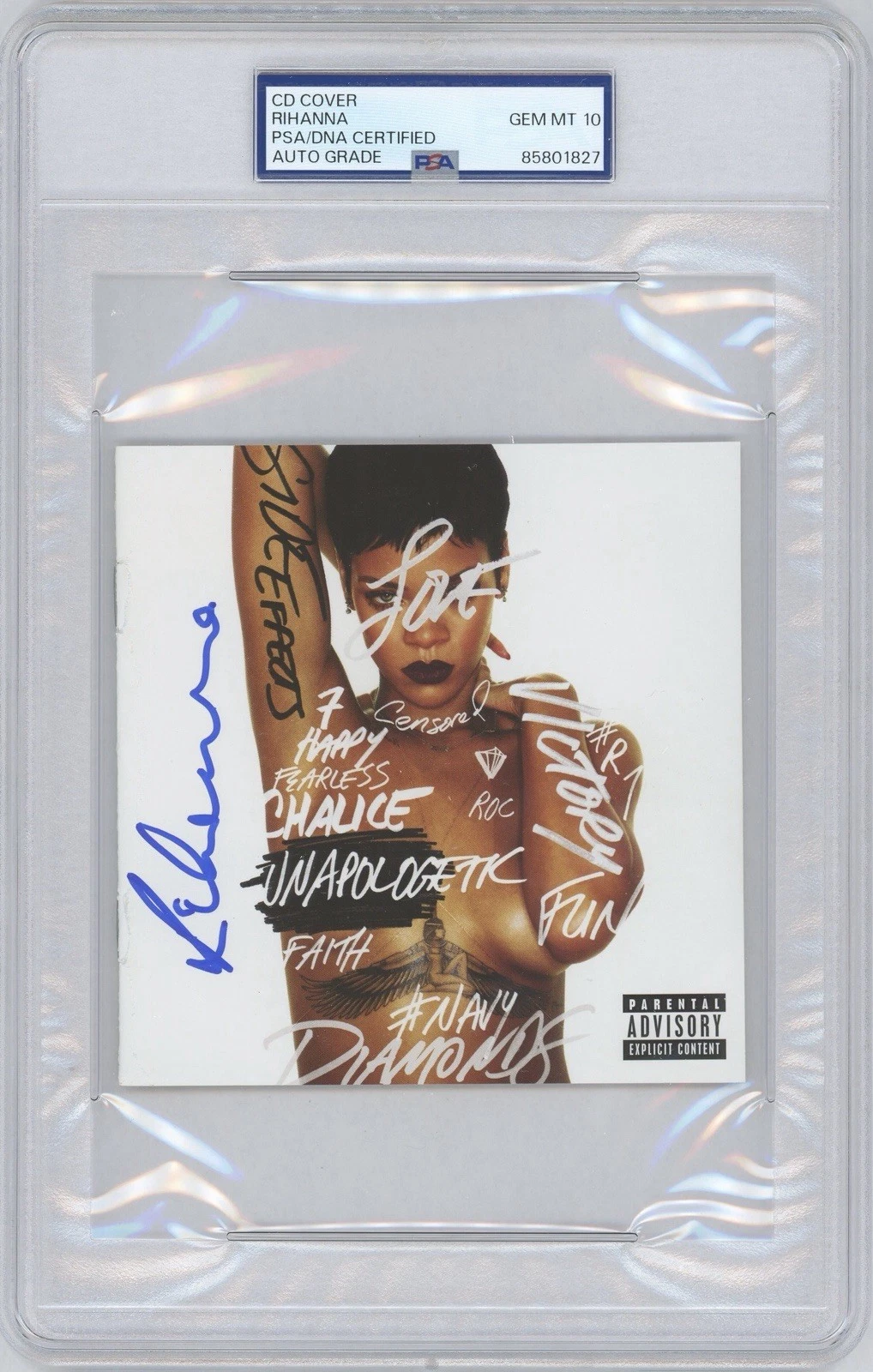 Rihanna Signed Unapologetic CD Cover PSA/DNA GEM MINT 10 AUTOGRAPH GRADE