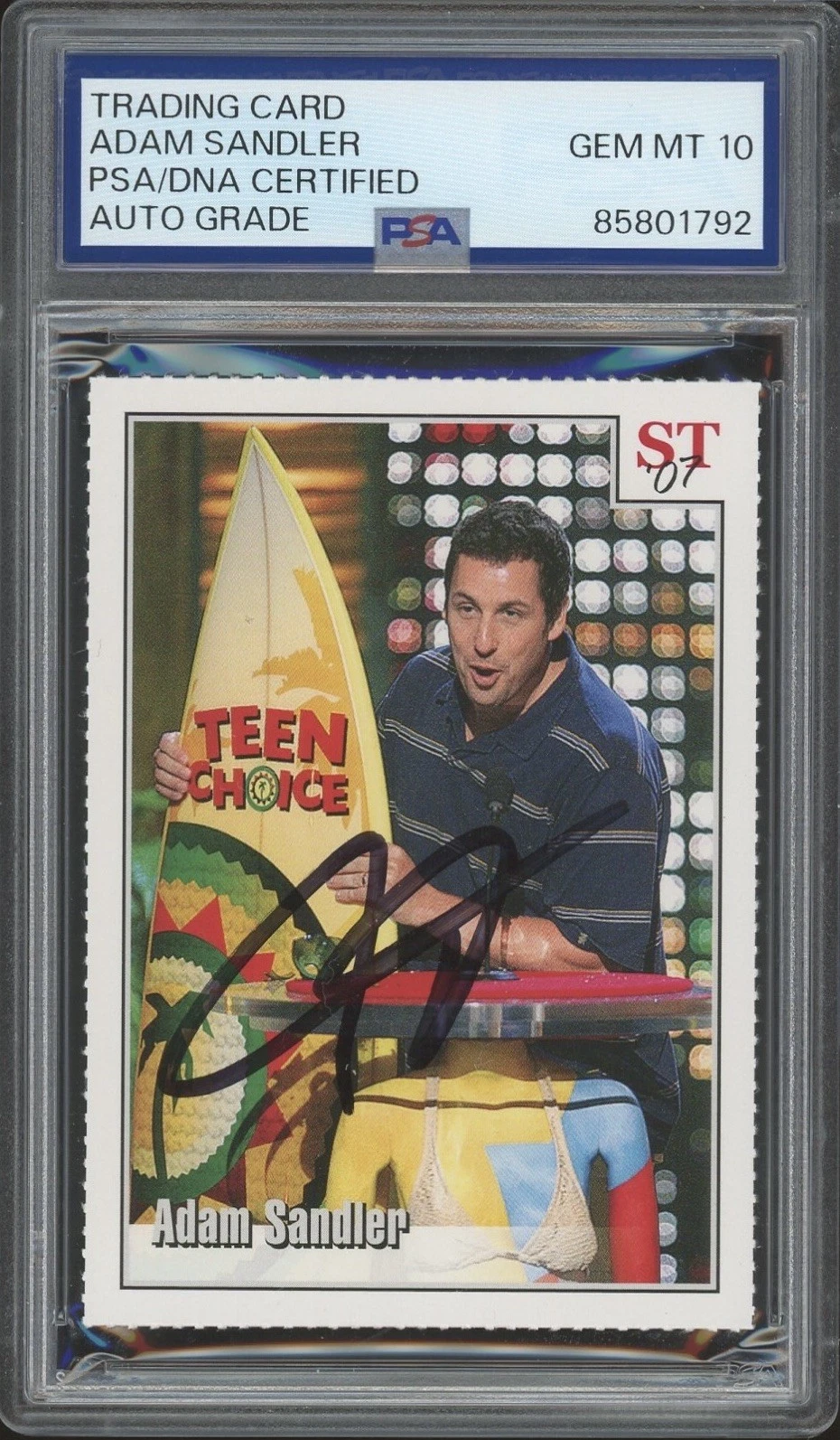 2007 Spotlight Tribute #27 Adam Sandler Signed 4-Star Trivia Rookie Psa Auto 10