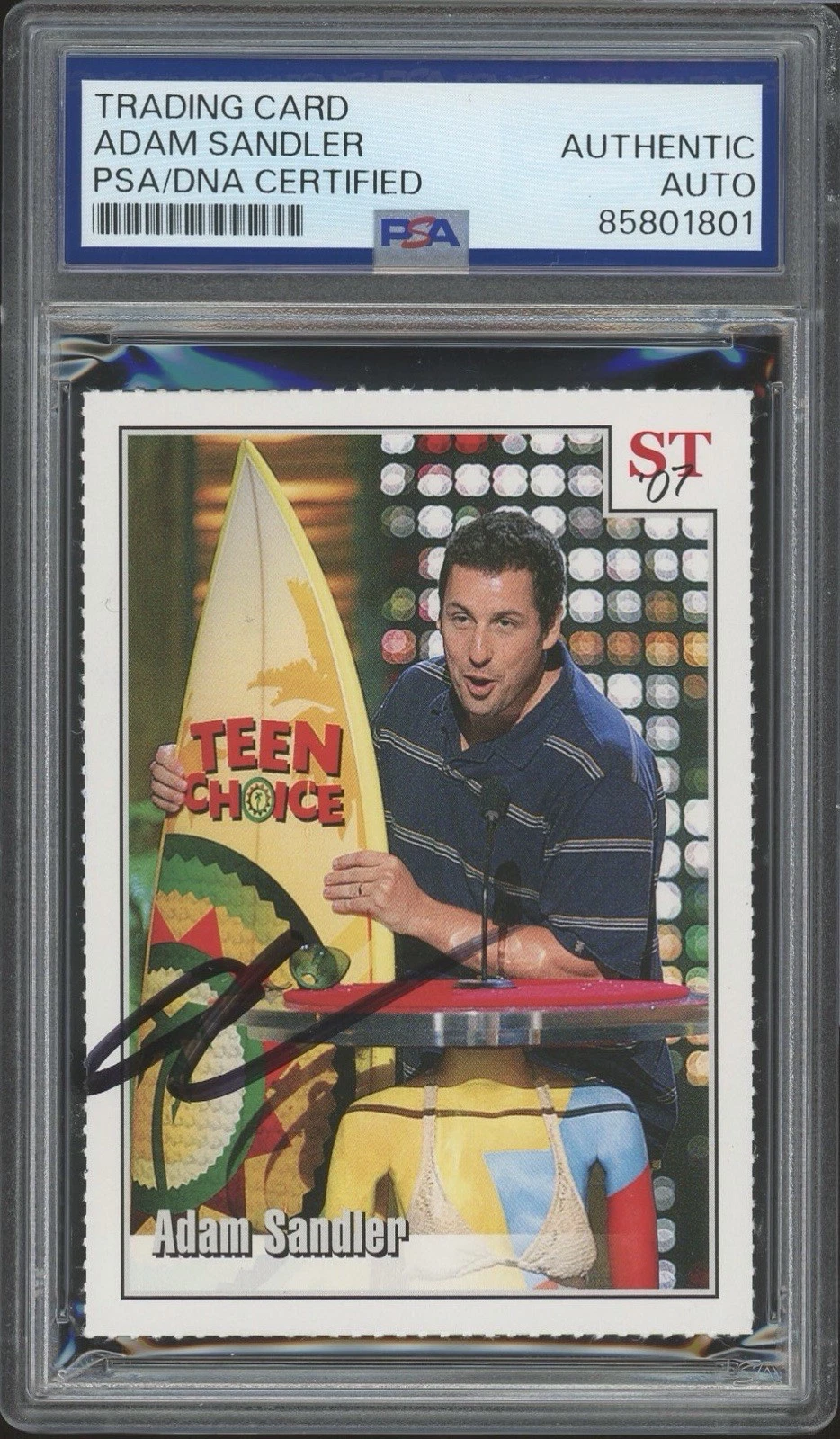 2007 Spotlight Tribute #27 Adam Sandler Signed 4-Star Trivia Rookie Psa/Dna Auto
