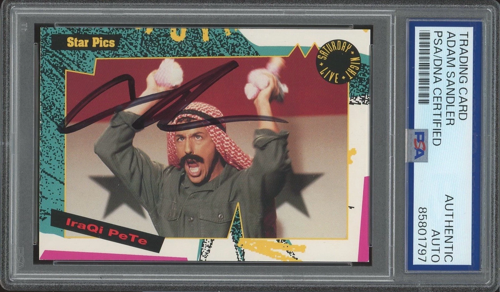 1992 Star Pics SNL #53 Adam Sandler Signed Iraqi Pete Rookie Card Psa/Dna Auto