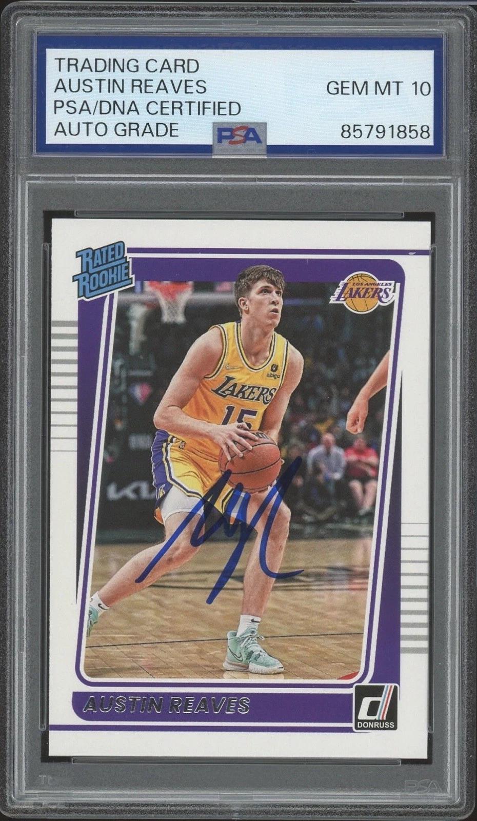 2021 Panini Chronicles 298 Austin Reaves Signed Donruss Rated Rookie Psa Auto 10