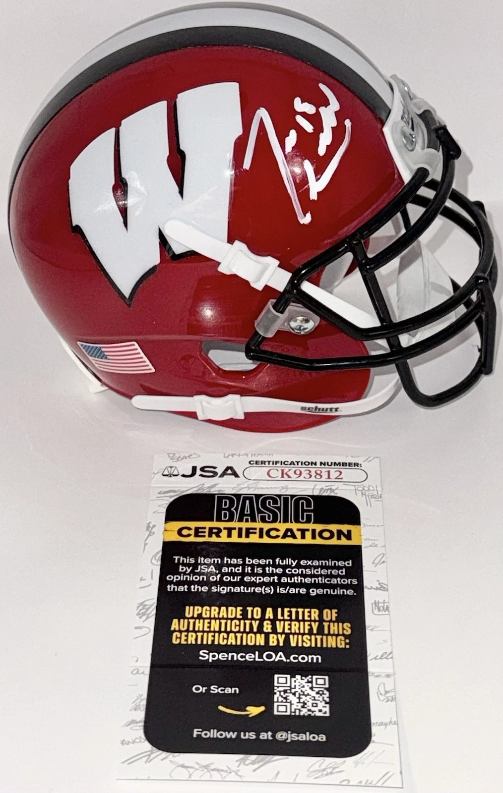 Jim Leonhard Signed Autographed Wisconsin Badgers Mini Helmet JSA COA
