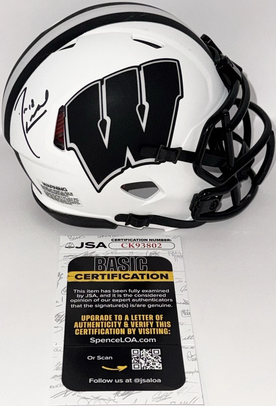 Jim Leonhard Signed Autographed Wisconsin Badgers Mini Helmet JSA COA