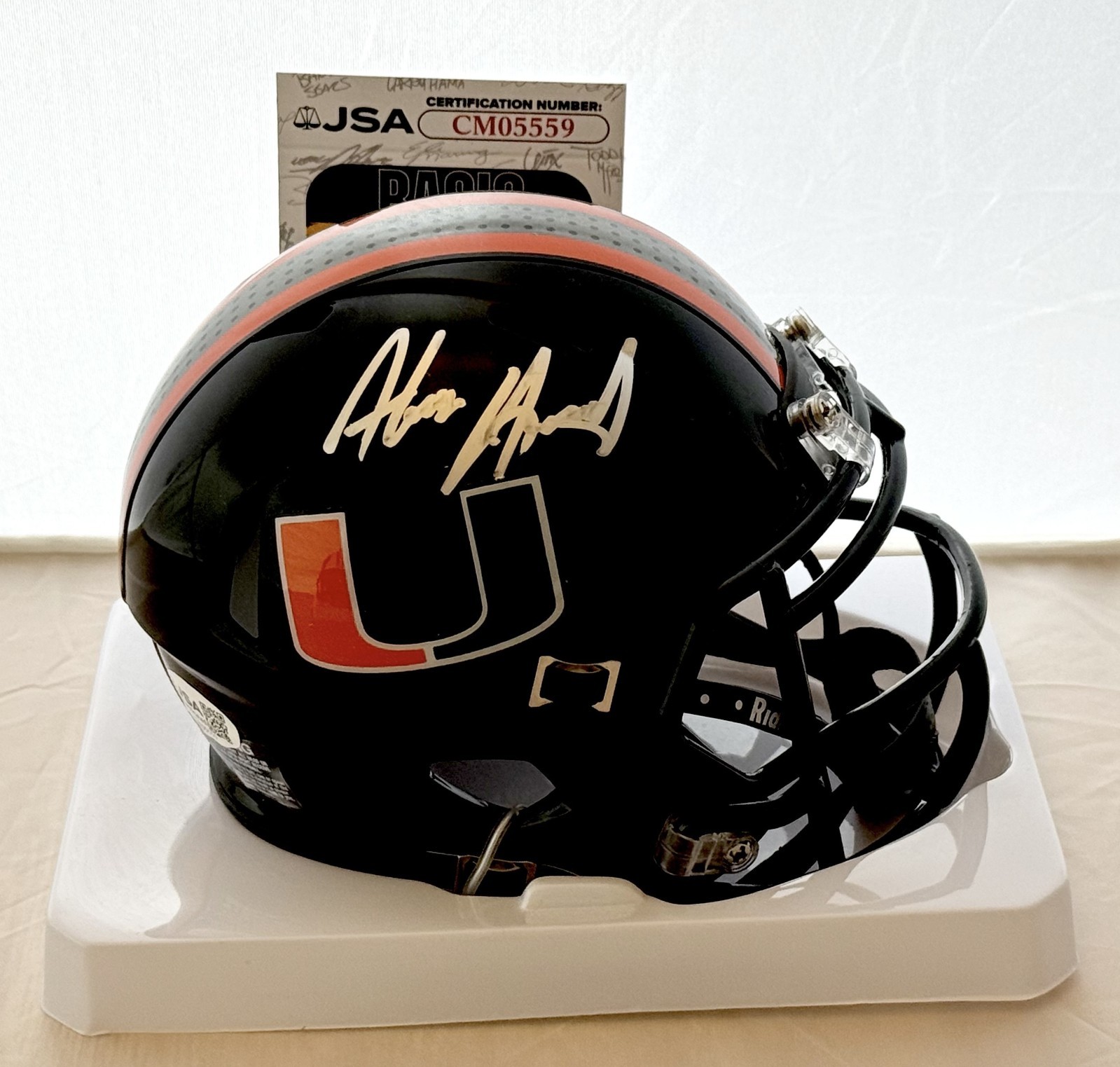 Alonzo Highsmith signed Miami Hurricanes mini helmet autographed JSA
