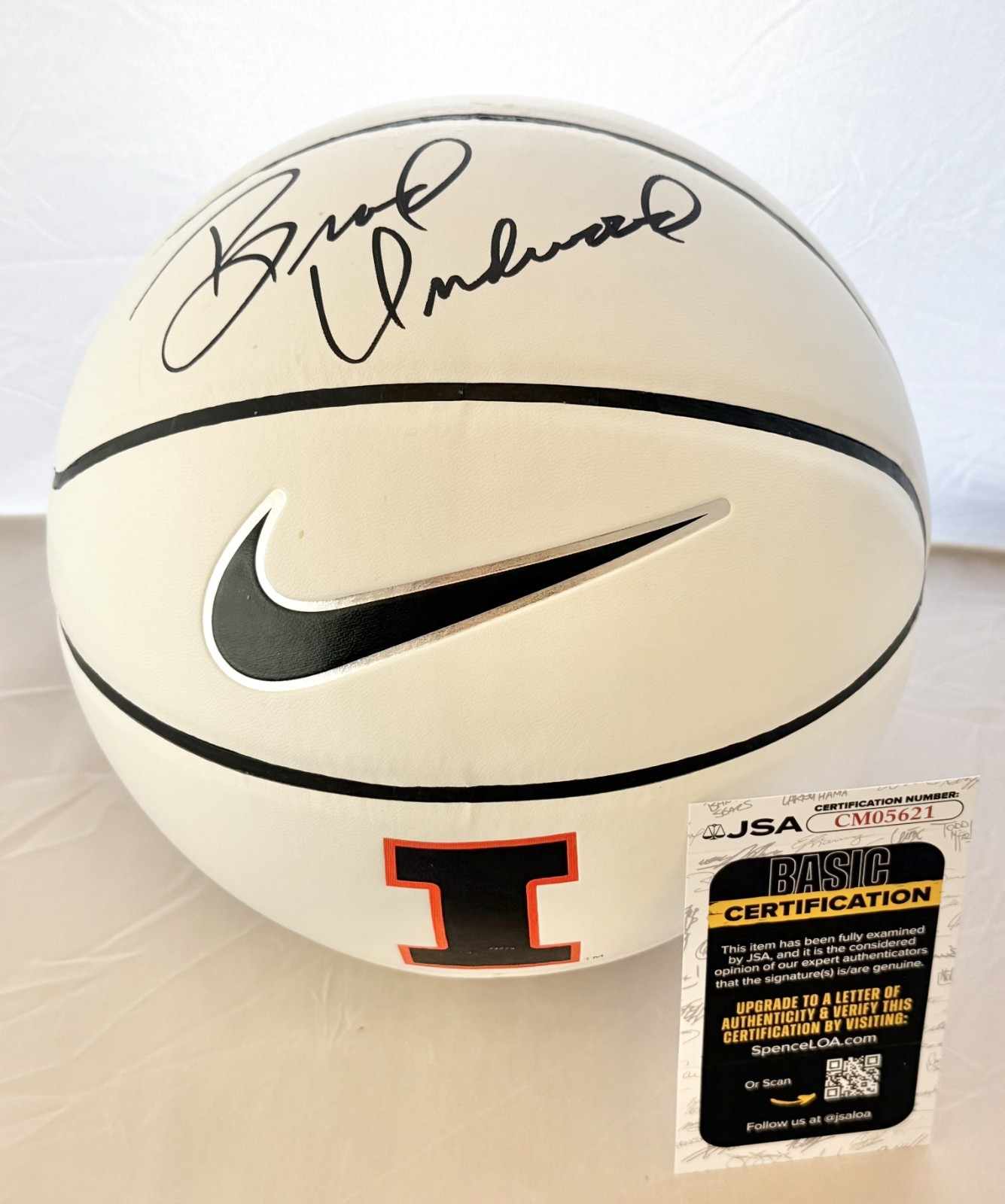 Brad Underwood signed Nike Illinois Fighting Illini Logo Basketball Ball #2 JSA