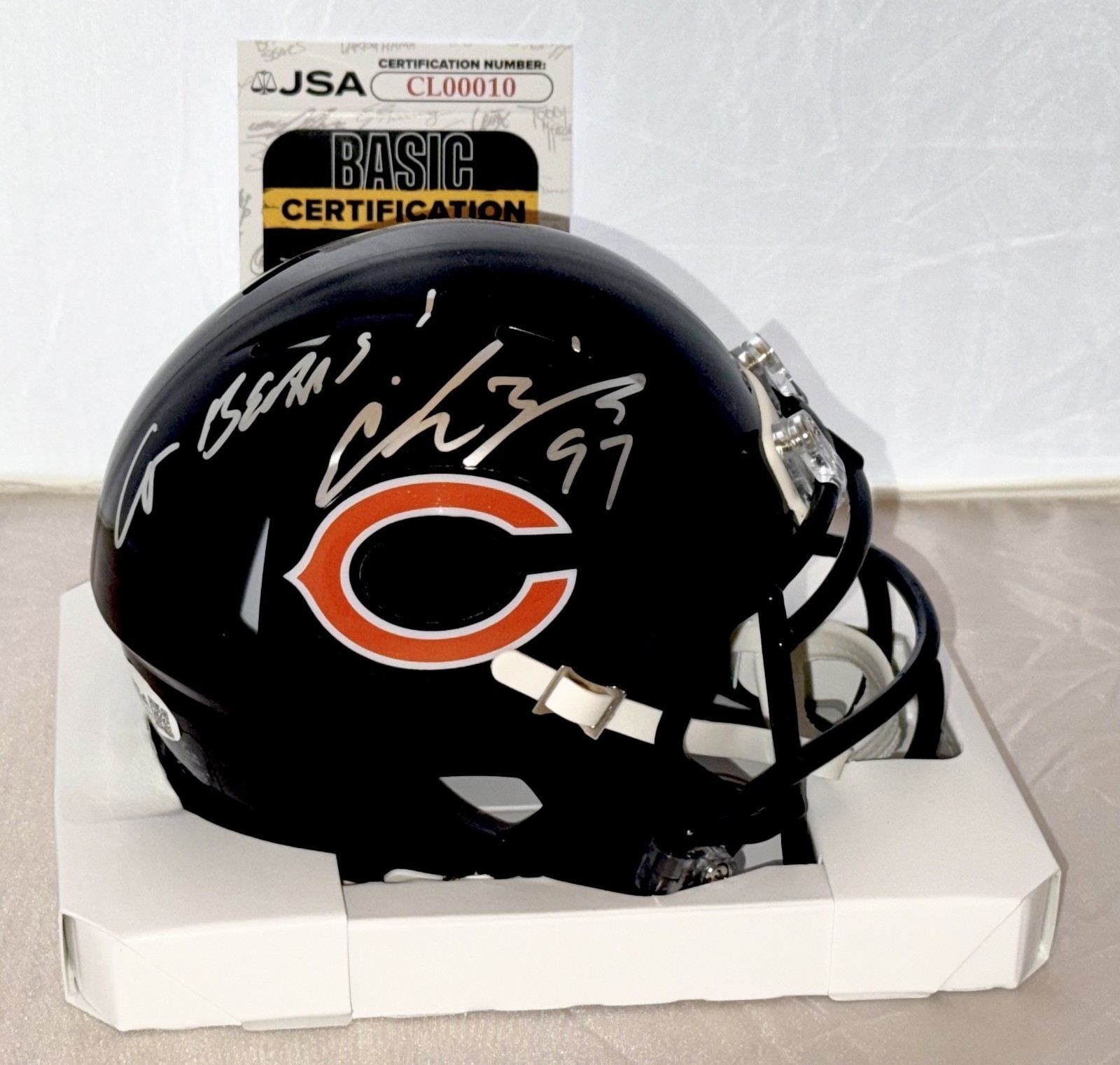 Chris Zorich signed Chicago Bears mini helmet autographed W/ Go Bears Insc. JSA
