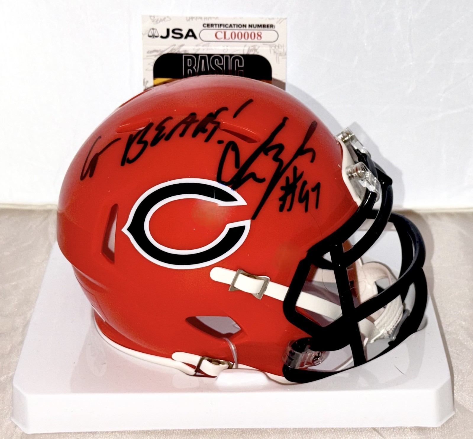 Chris Zorich signed Chicago Bears mini helmet autographed W/ Go Bears JSA