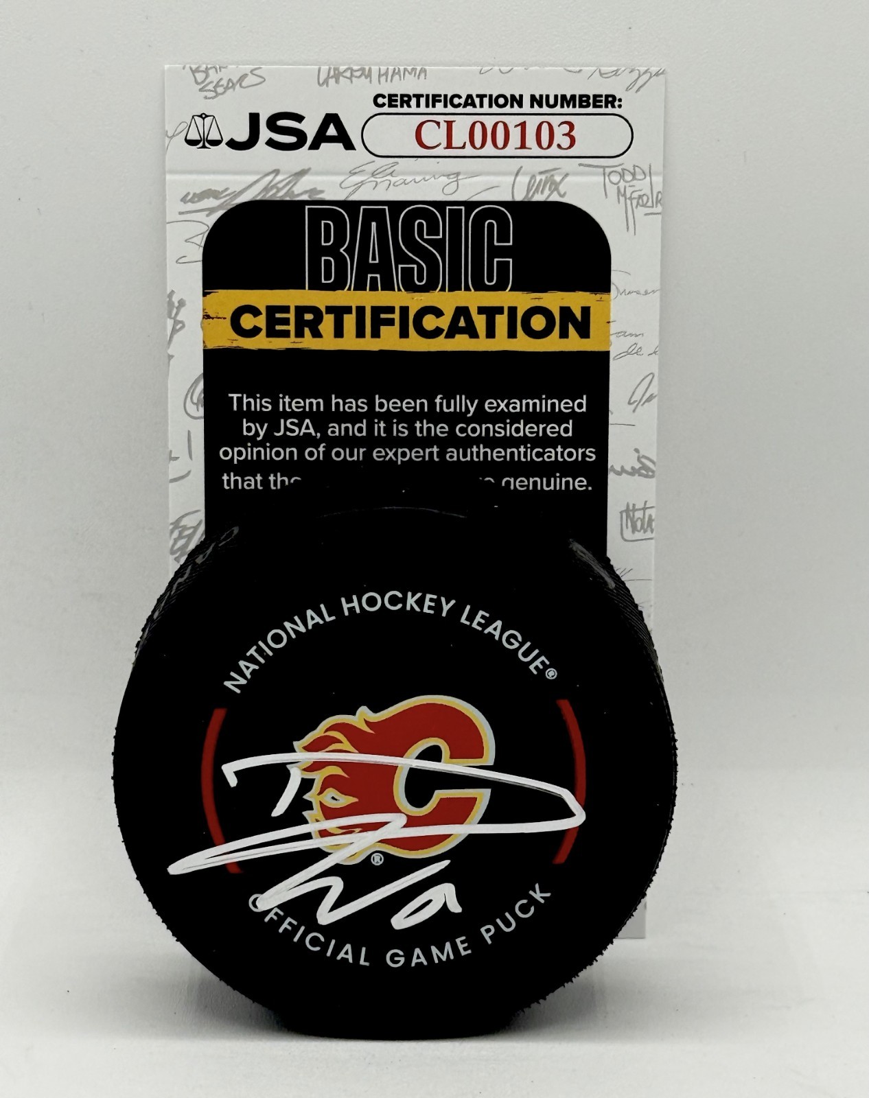 Dustin Wolf signed Calgary Flames Official Game Puck autographed JSA