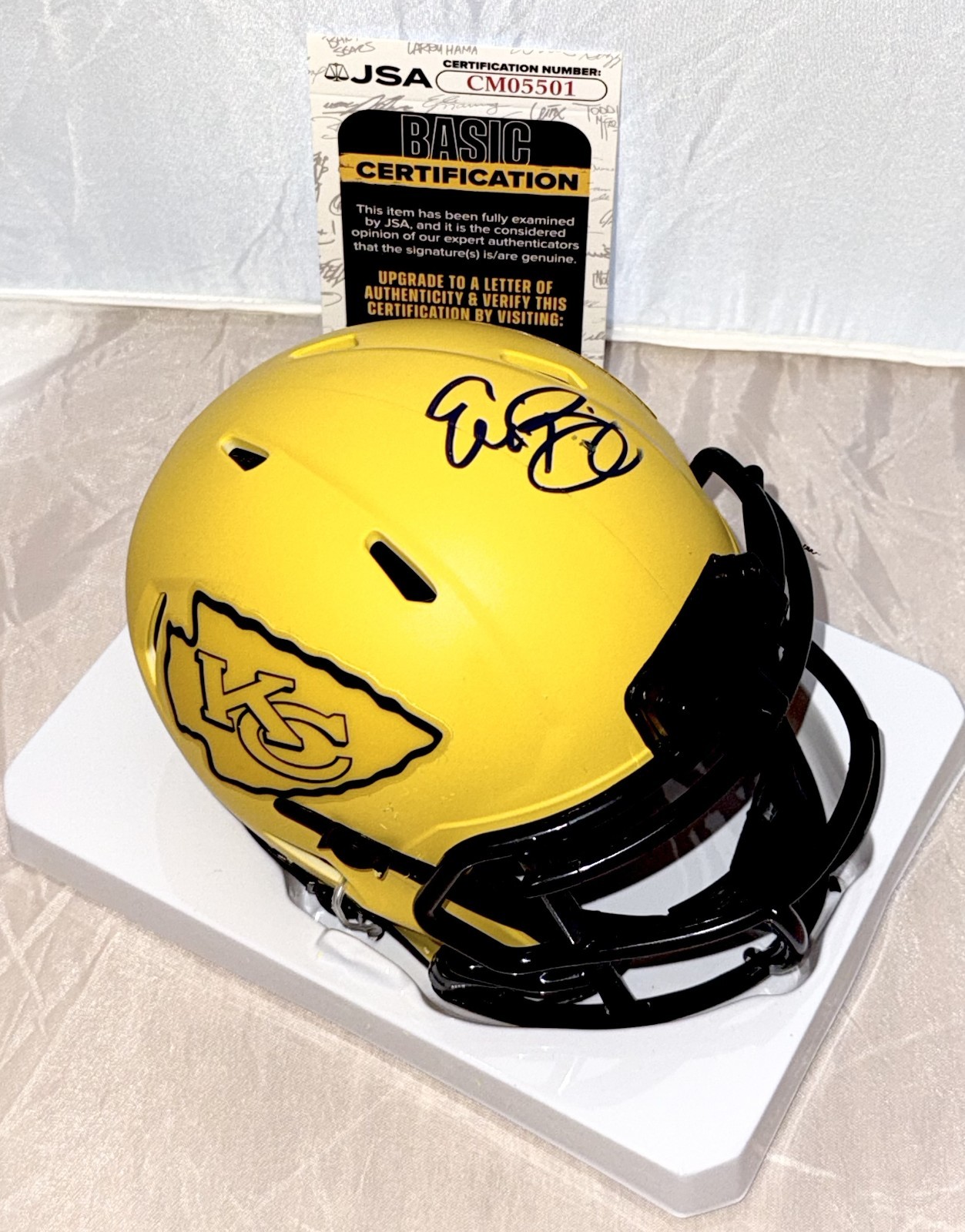 Eric Bieniemy signed Kansas City Chiefs Rave mini helmet autographed JSA