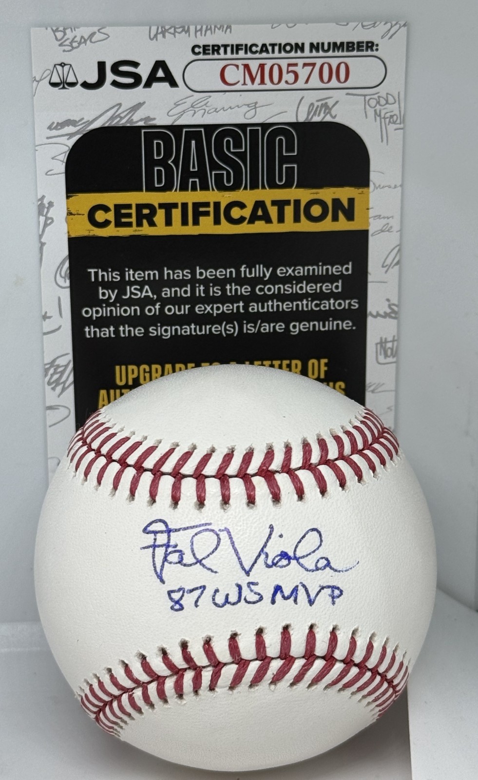 Frank Viola Minnesota Twins signed MLB Baseball Ball + 87 WS MVP Inscription JSA