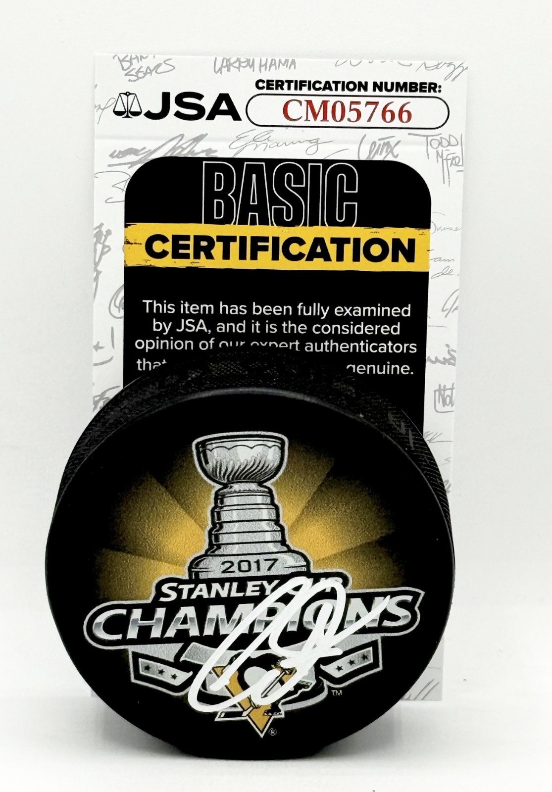 Ian Cole signed Pittsburgh Penguins 2017 Stanley Cup Champs Puck autographed JSA