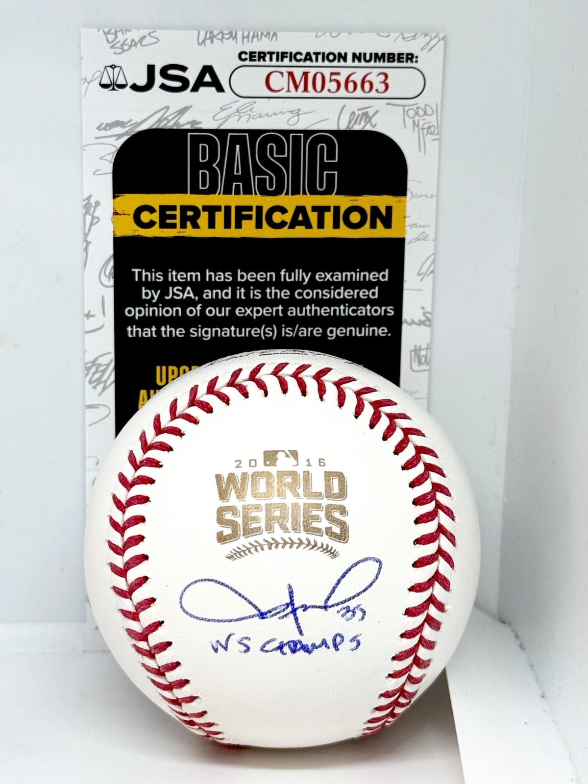 Jason Hammel Chicago Cubs signed 2016 World Series Baseball Ball W/ Inscrip JSA