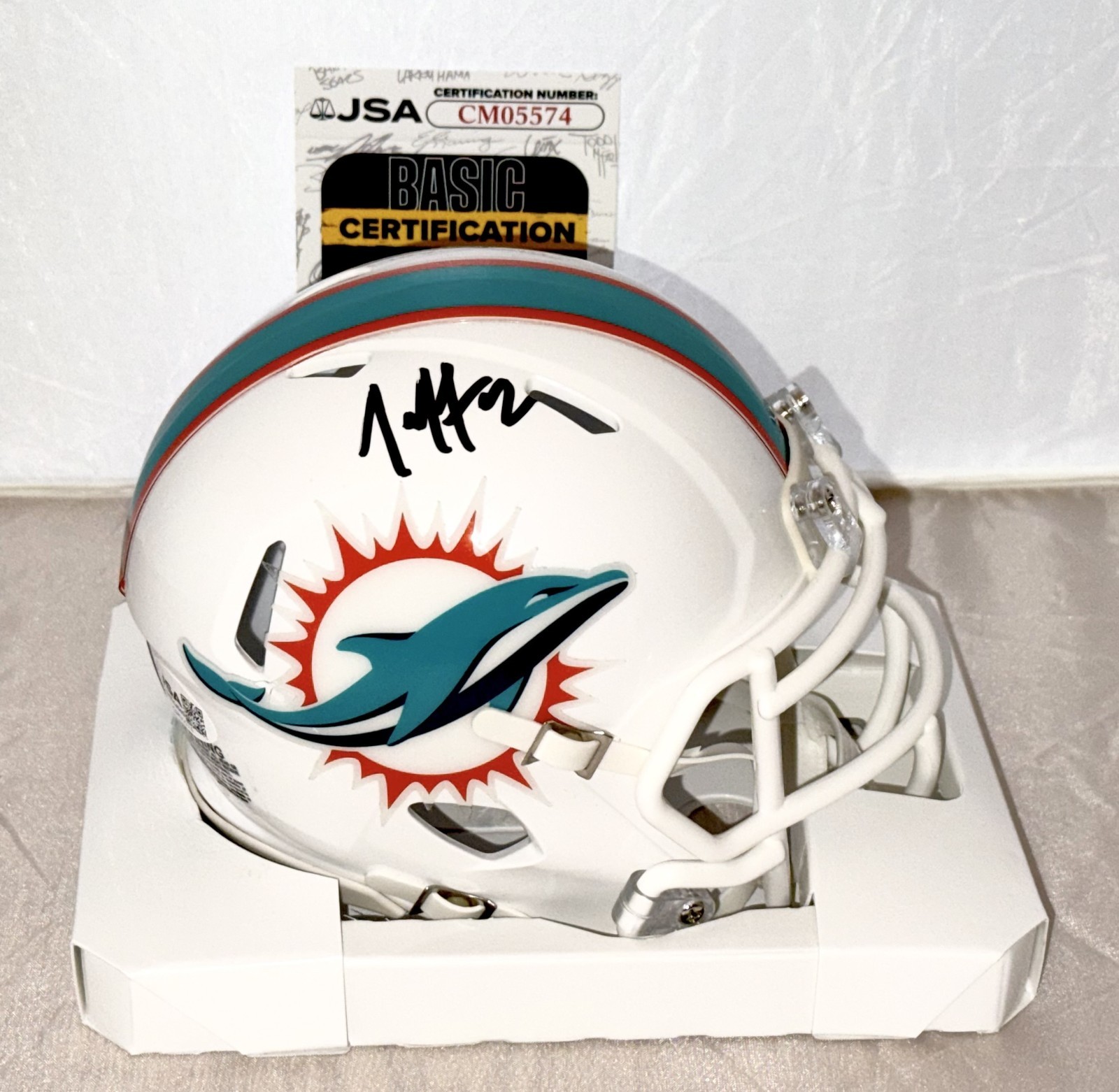 Jeff Hafley signed Miami Dolphins mini helmet autographed JSA