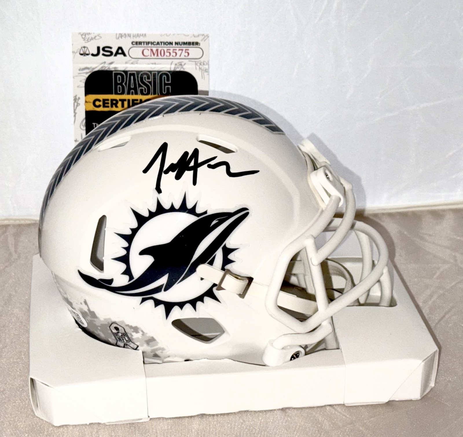 Jeff Hafley signed Miami Dolphins Salute To Service mini helmet autographed JSA