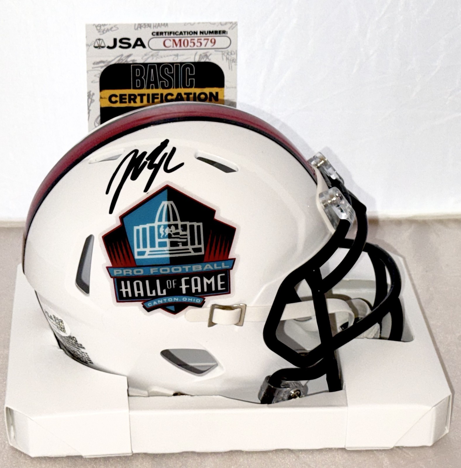 John Lynch Bucs Broncos signed Hall of Fame mini helmet autographed JSA