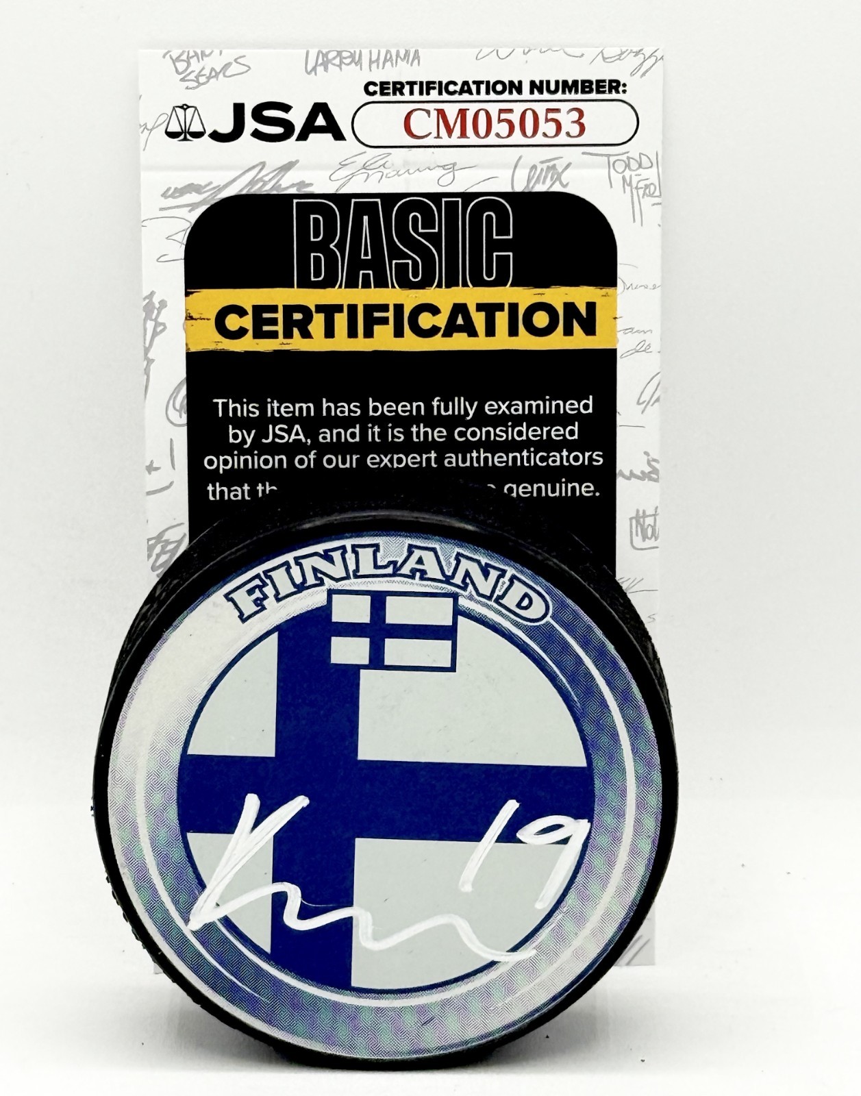 Konsta Helenius Buffalo Sabres signed Finland Puck autographed JSA