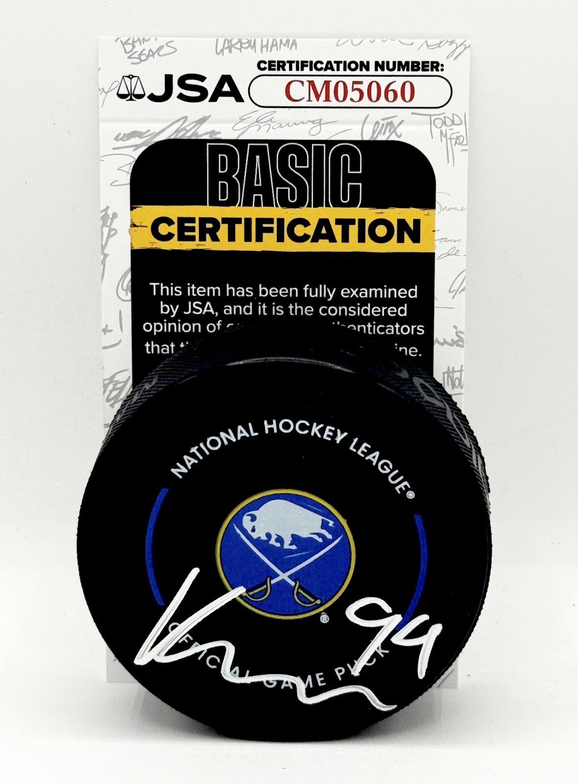 Konsta Helenius signed Buffalo Sabres Official Game Puck autographed JSA