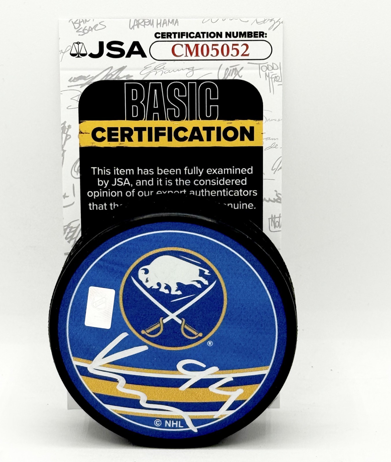 Konsta Helenius signed Buffalo Sabres Reverse Retro Puck autographed JSA COA