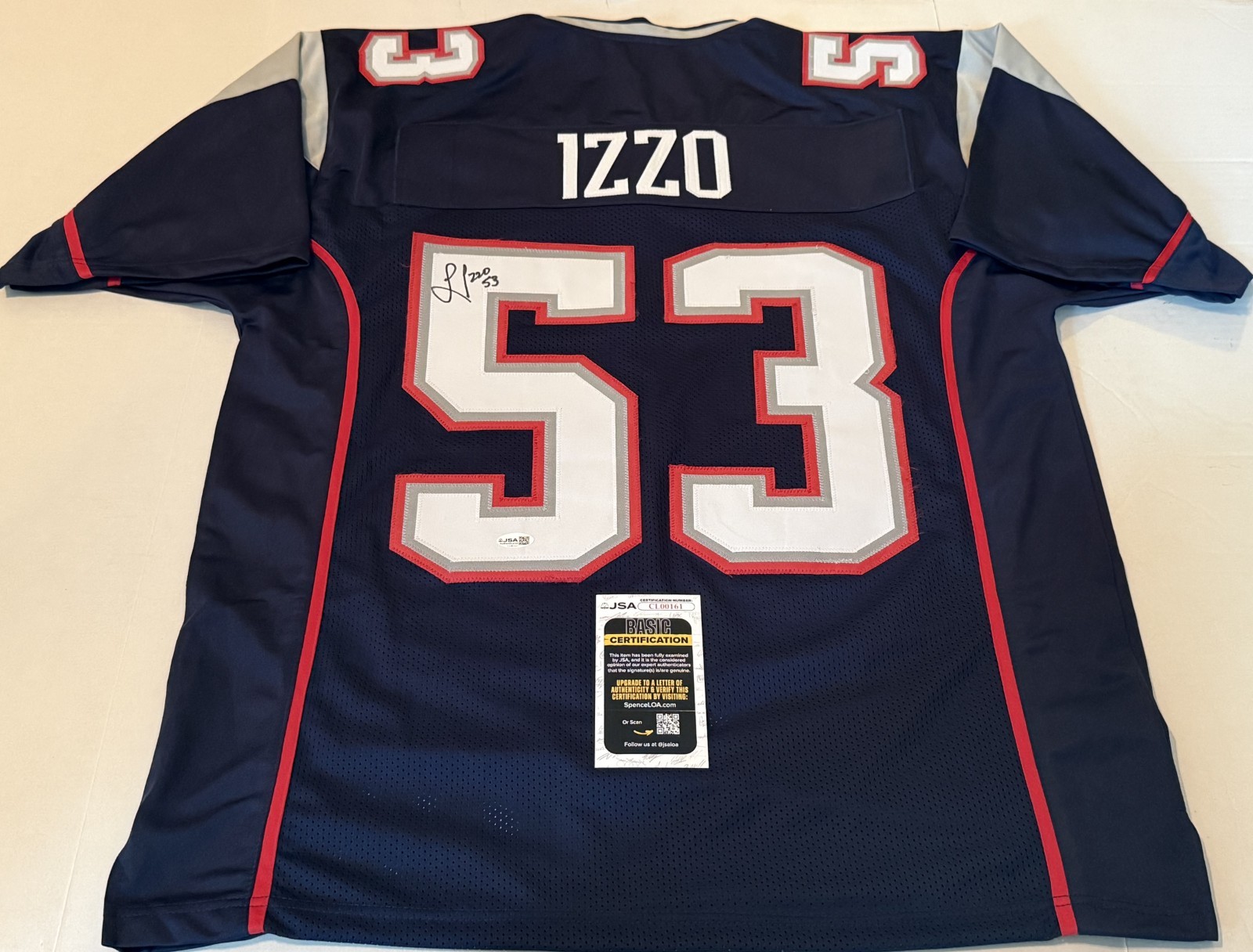 Larry Izzo New England Patriots signed Custom jersey autographed JSA