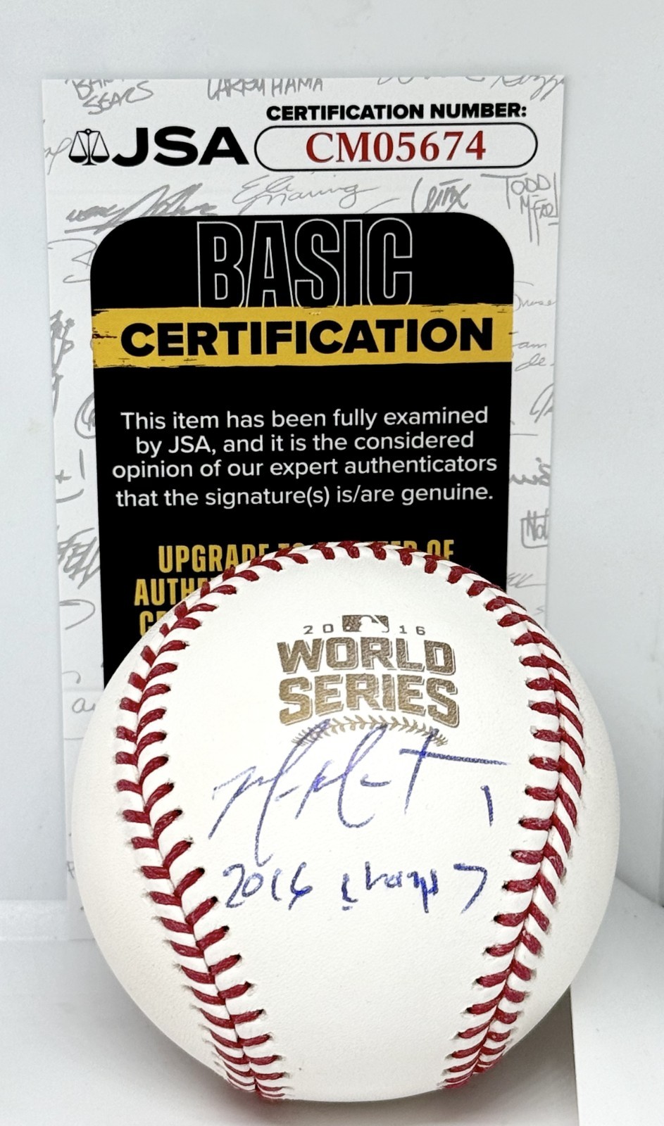 Mike Montgomery Chicago Cubs signed 2016 World Series Baseball Ball + Inscr. JSA