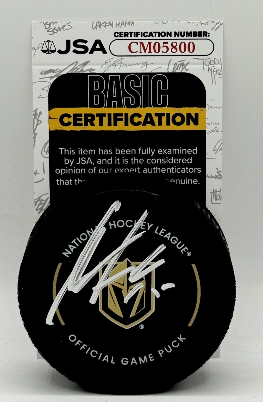Noah Hanifin signed Vegas Golden Knights Game Puck autographed JSA COA