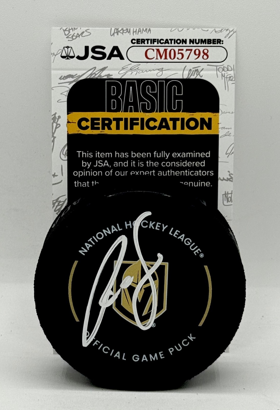Reilly Smith signed Vegas Golden Knights Official Game Puck autographed JSA COA