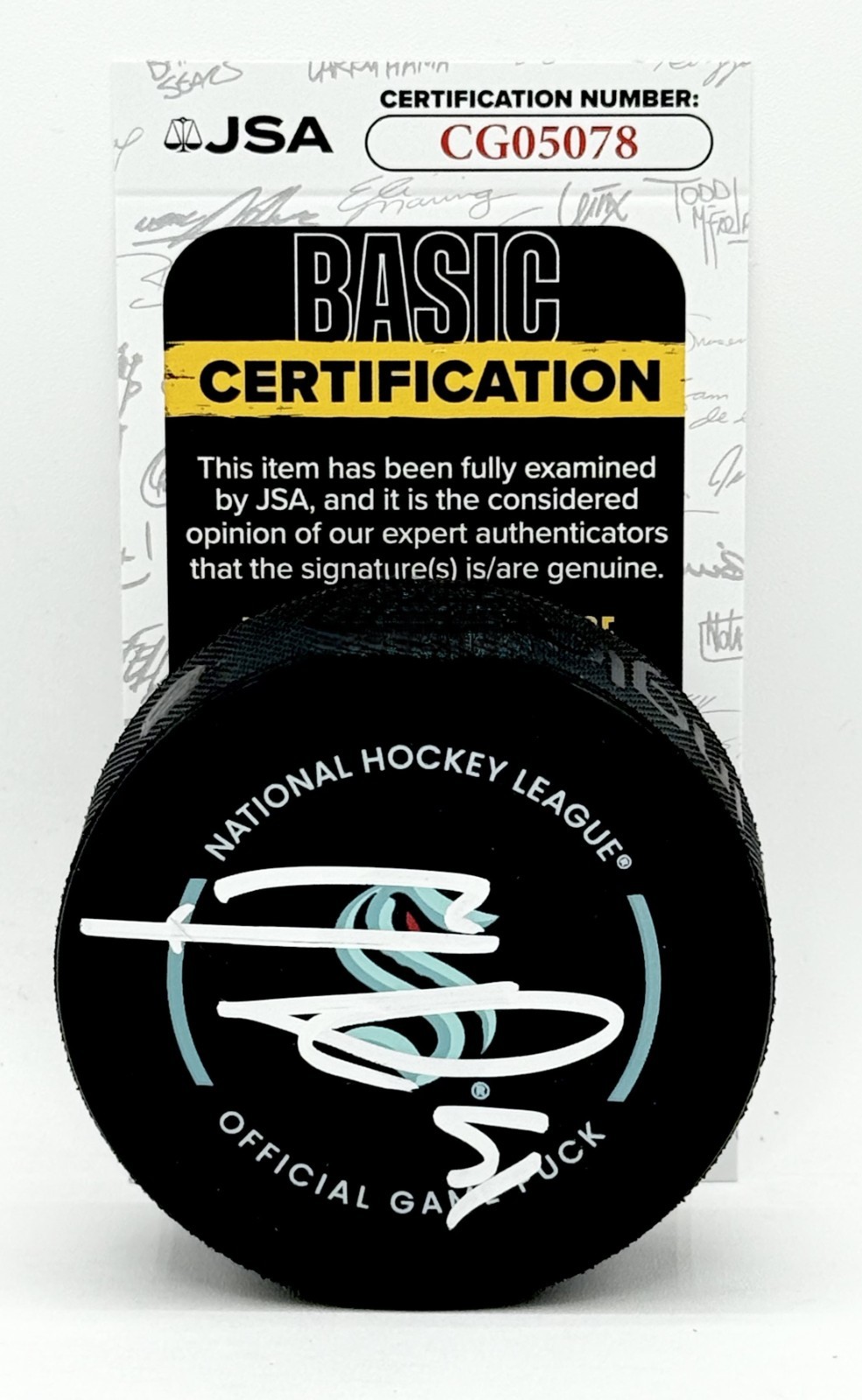 Shane Wright signed Seattle Kraken Official Game Puck autographed JSA