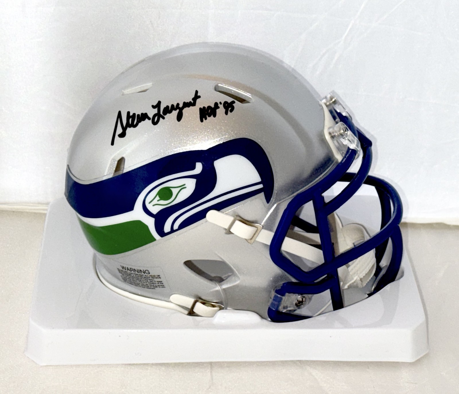 Steve Largent signed Seattle Seahawks Throwback mini helmet W/ HOF Beckett Witn
