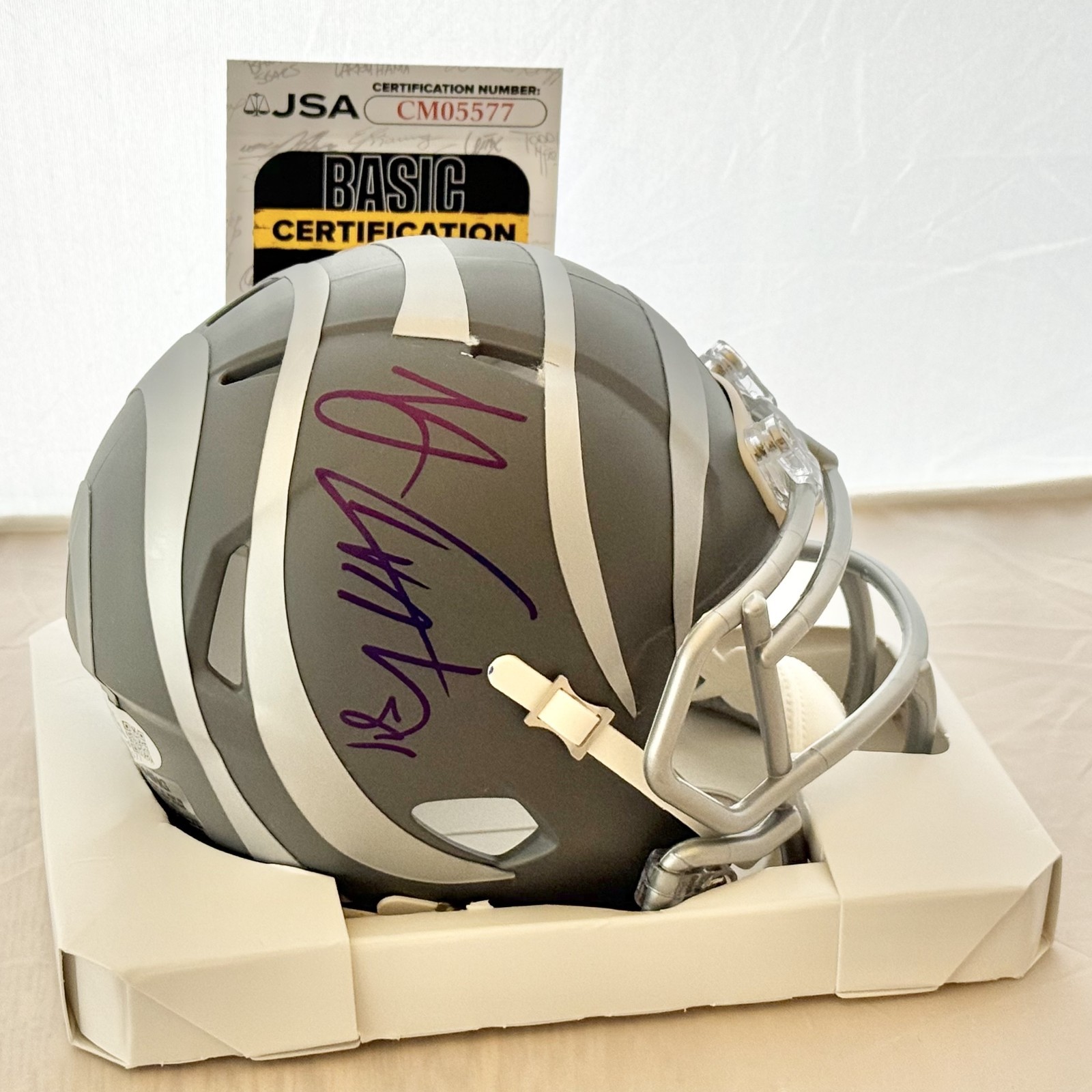 T. J. Houshmandzadeh signed Cincinnati Bengals Slate mini helmet autographed JSA