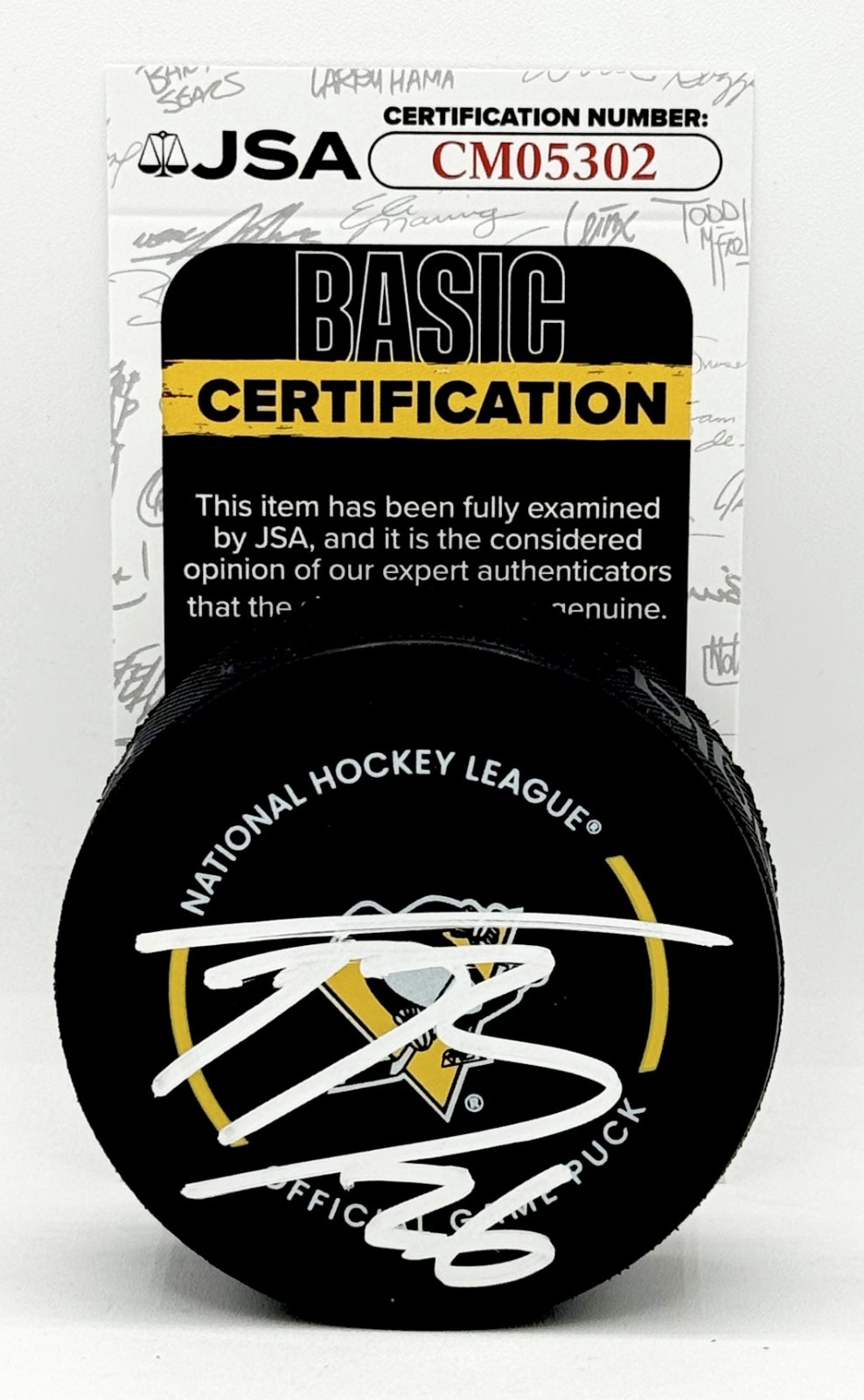 Tristan Broz signed Pittsburgh Penguins Official Game Puck autographed JSA