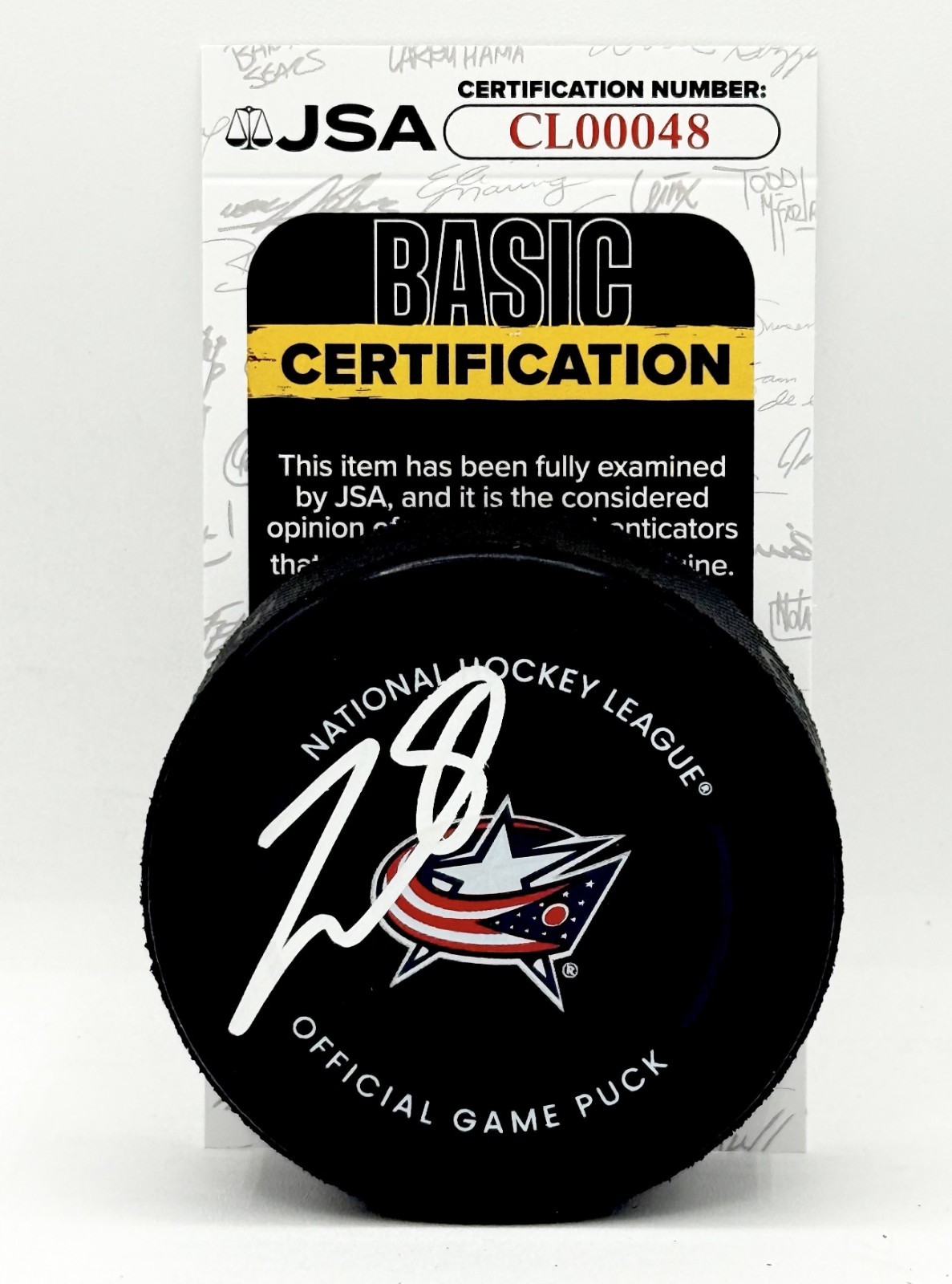 Zach Werenski signed Columbus Blue Jackets Official Game Puck autographed JSA