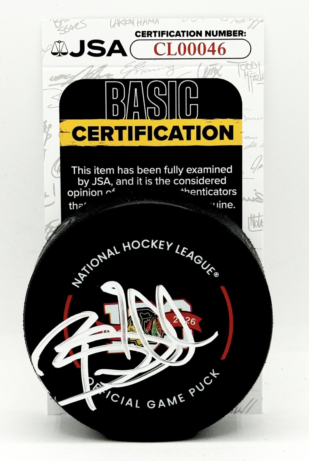 Brent Seabrook signed Chicago Blackhawks 100th Anniversary Game Puck JSA