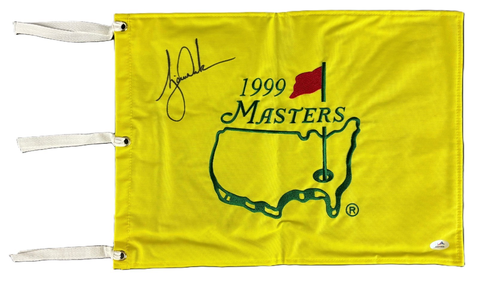 Tiger Woods Signed Masters Golf Flag PSA PSA/DNA LOA