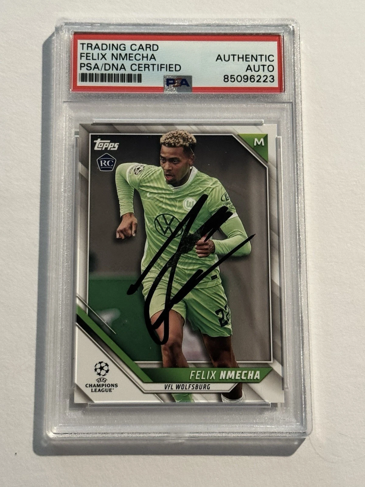 2022 Topps UEFA Champions League Felix Nmecha SIGNED AUTO RC VFL Wolfsburg PSA