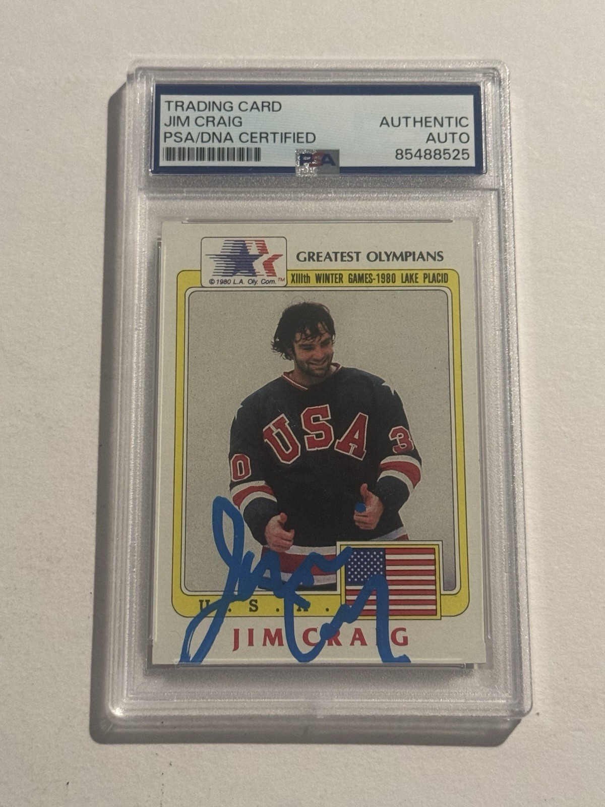 JIM CRAIG AUTOGRAPHED 1983 TOPPS GREATEST OLYMPIANS HOCKEY CARD AUTO SIGNED PSA
