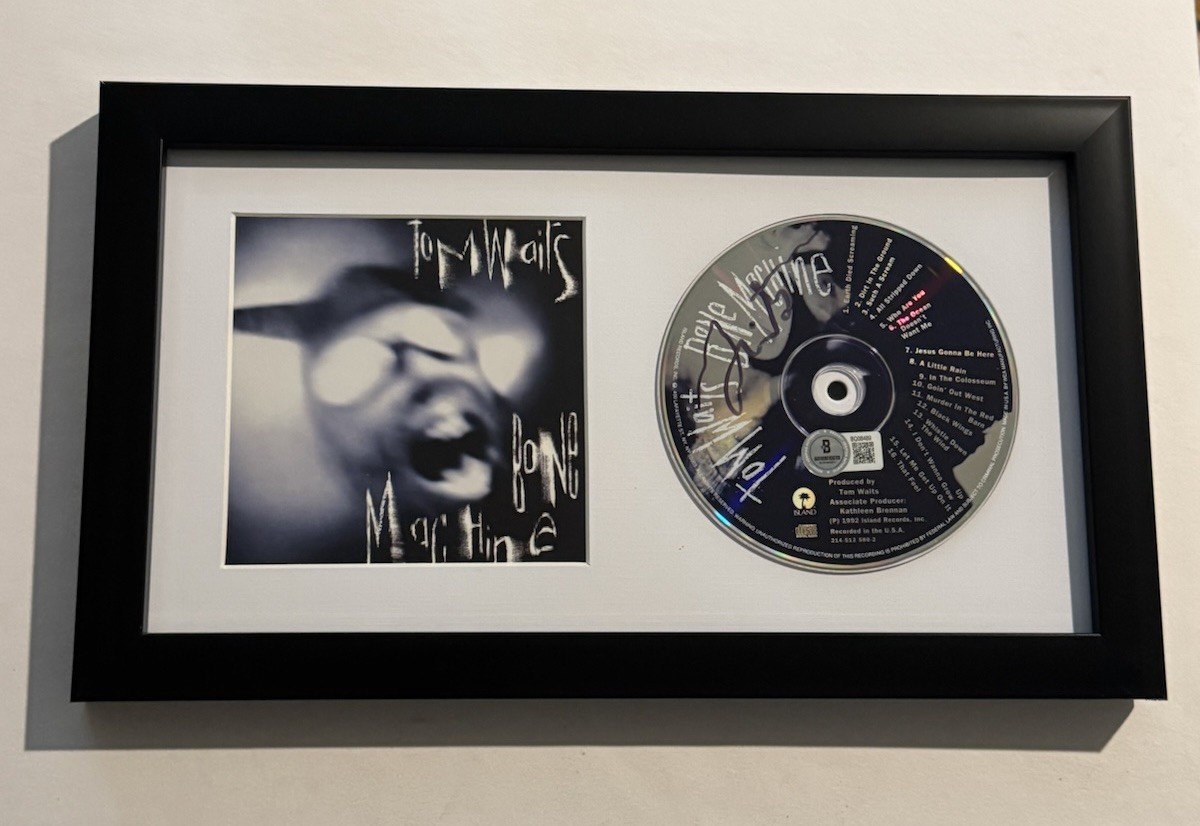 TOM WAITS SIGNED BONE MACHINE CD FRAMED SINGER LEGEND VERY RARE BAS COA