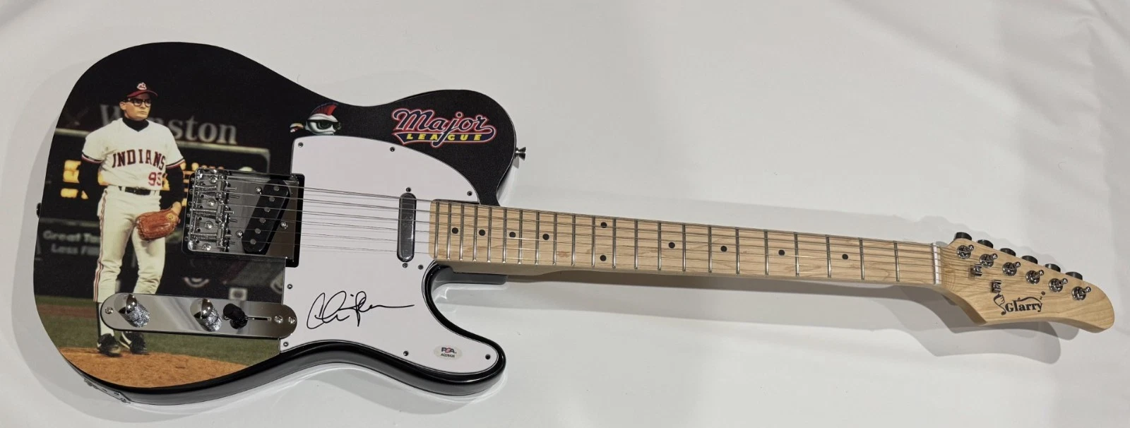 CHARLIE SHEEN SIGNED CUSTOM MAJOR LEAGUE ELECTRIC GUITAR RICKY VAUGHN PSA COA
