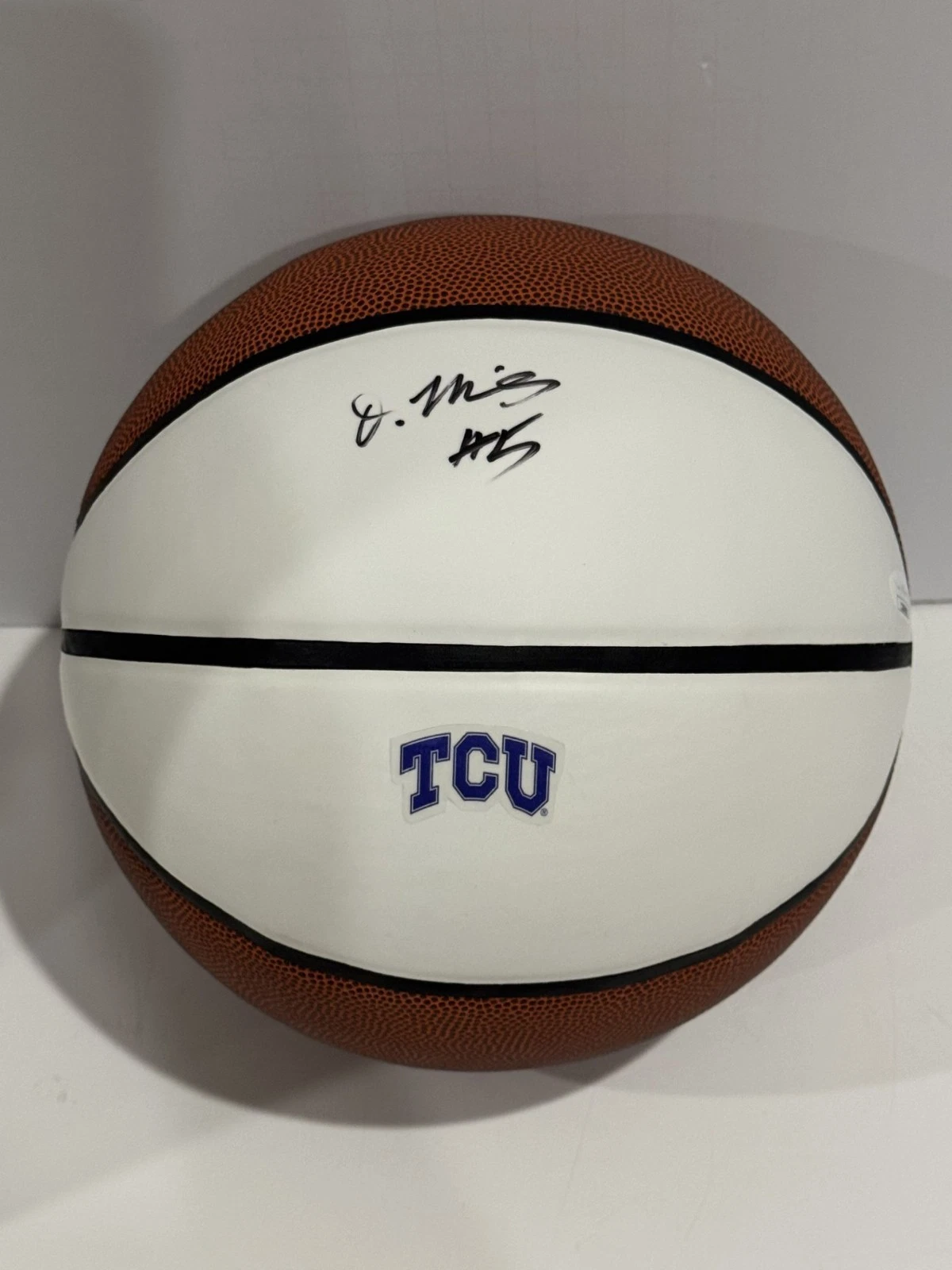 OLIVIA MILES SIGNED BASKETBALL TCU HORNED FROGS PROOF JSA COA