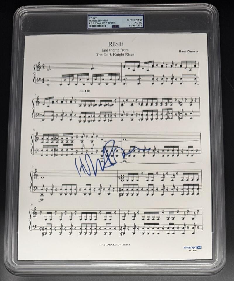 Hans Zimmer Signed Autograph PSA/DNA Encapsulated Dark Knight Rise Sheet Music