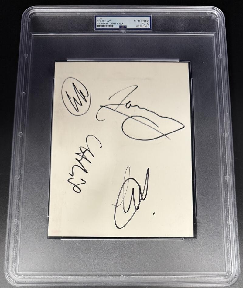 Coldplay Chris Martin Full Band Signed Autograph PSA/DNA Encapsulated 8x10 Cut