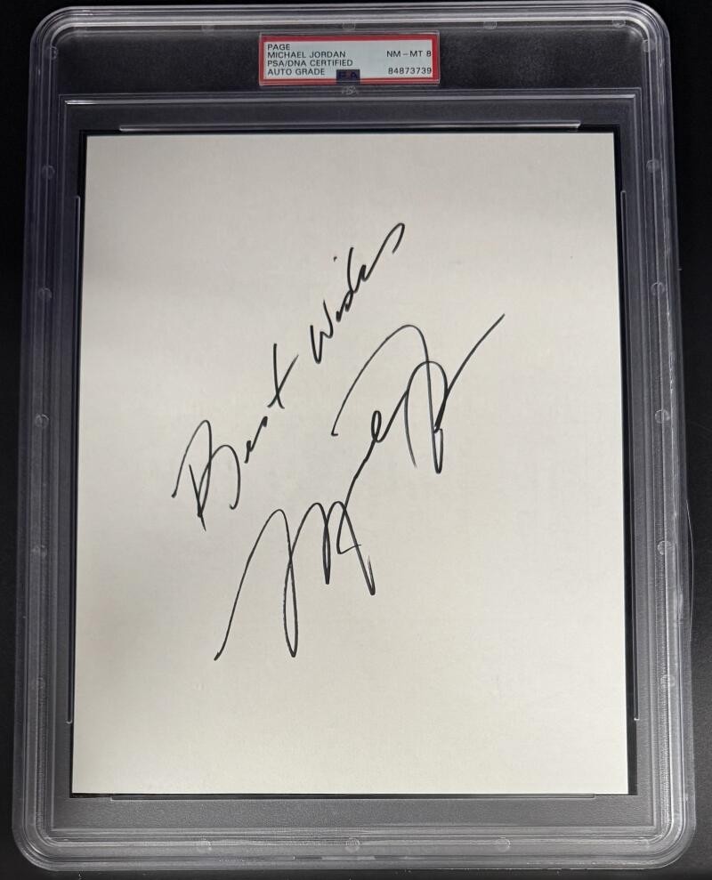 Michael Jordan Chicago Bulls Signed Autograph PSA/DNA Encapsulated 8x10 Page