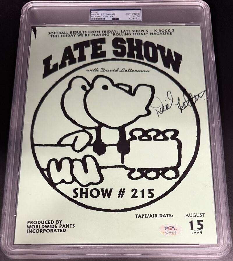 David Letterman Late Show Signed Autograph PSA/DNA COA Encapsulated 8x10 Photo