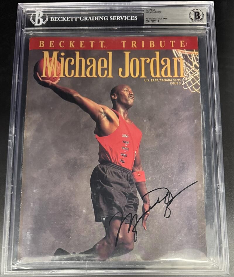 Michael Jordan Chicago Bulls Signed Autograph Beckett Encapsulated Magazine COA