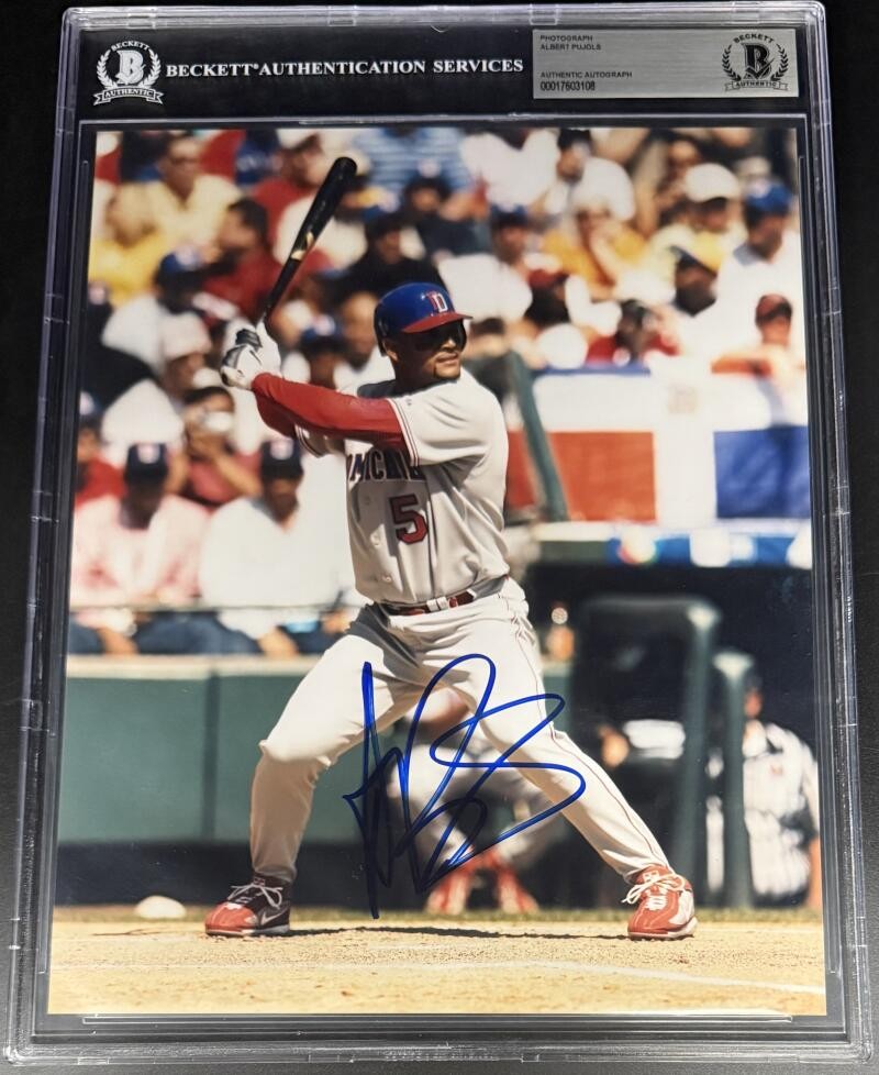 Albert Pujols Signed Autograph Beckett Rare Encapsulated 8x10 Photo COA